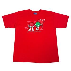 Vintage M&M's Valentine Graphic Shirt “You Make My Heart Melt” Red Candy Tee XL